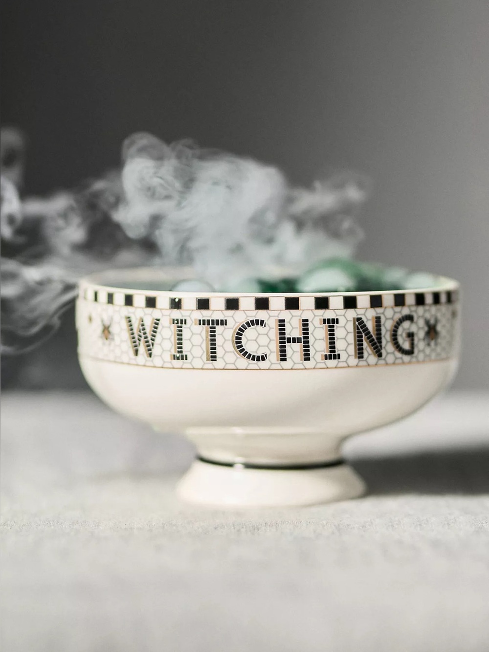 Anthropologie Bistro Tile Stoneware Nut Bowl: Halloween Edition Cat